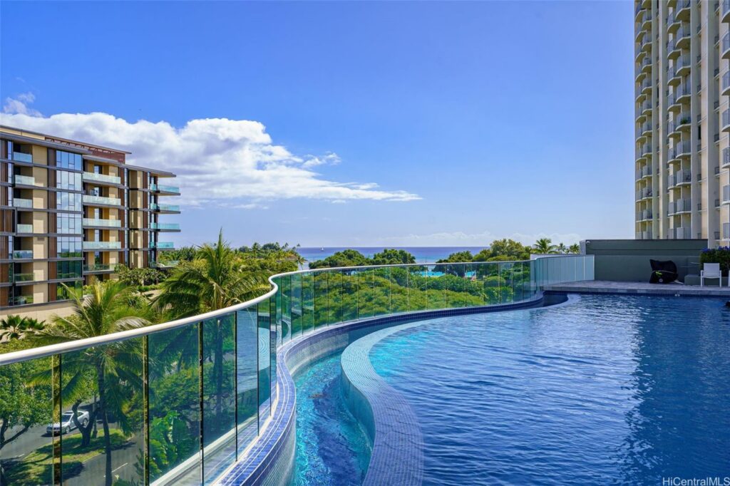 pool and ocean view at Hawaiki Tower in Honolulu