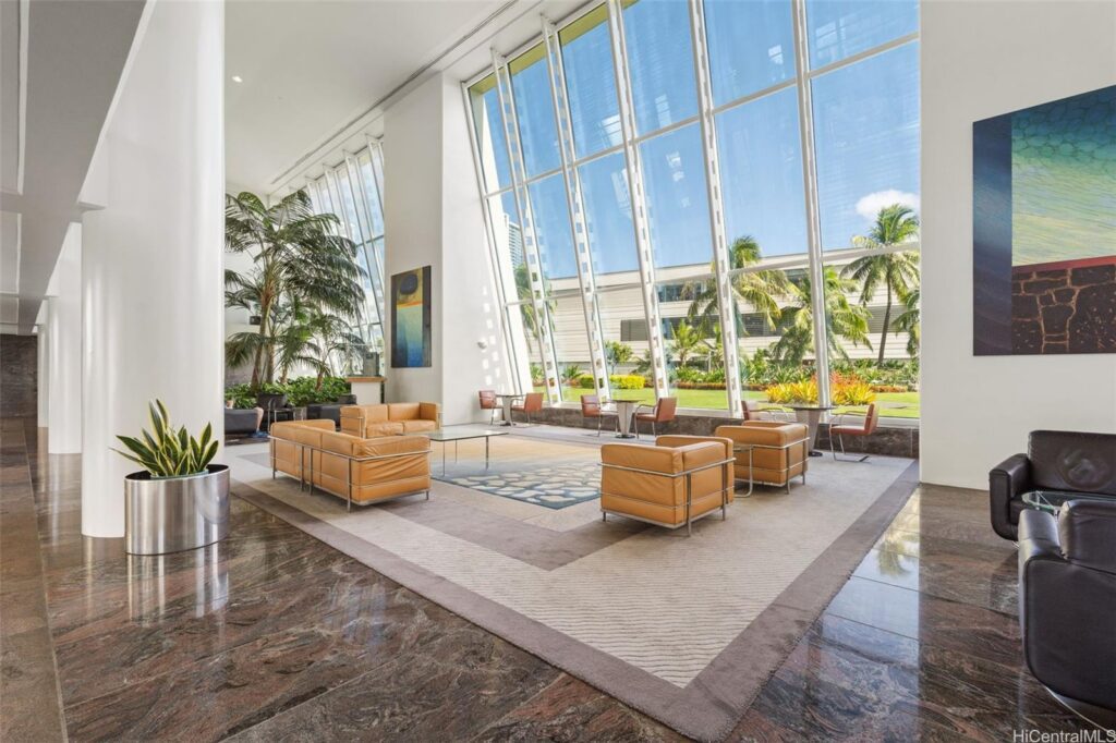 lobby at Hawaiki Tower condo in Honolulu