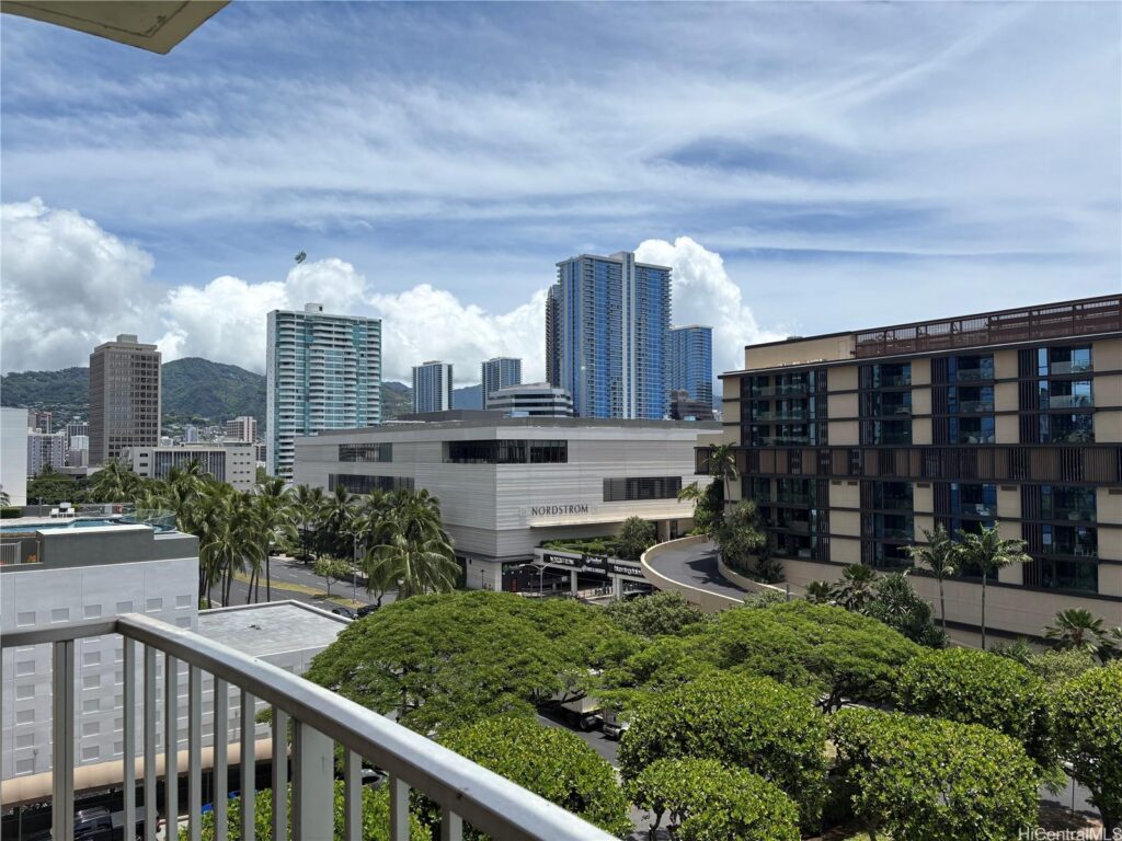 View of Ala Moana from the lanai of 1350 Ala Moana condo
